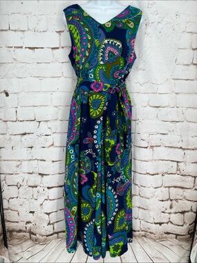 ✨VTG✨Alice Polynesian Fashions Psychedelic Print Jumpsuit, Size S